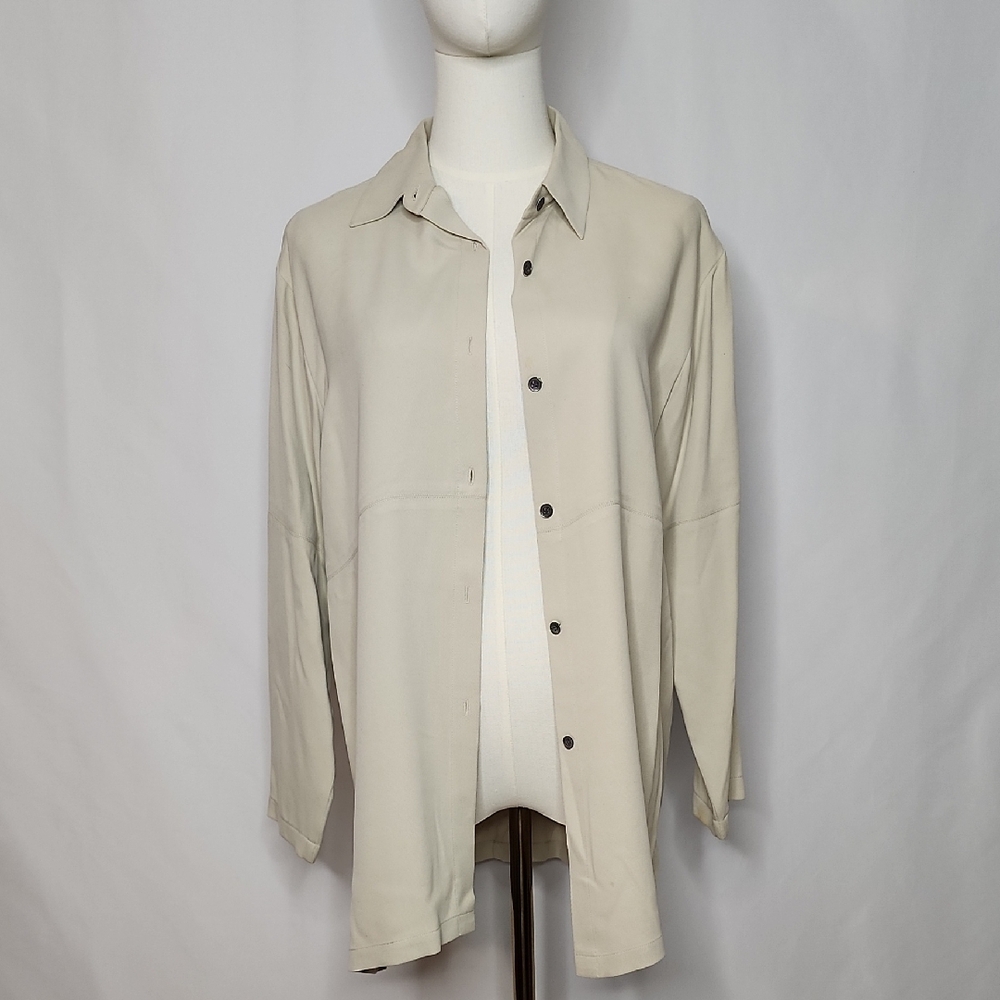 GO BY GO SILK Light Beige Shirt Jacket Size Small